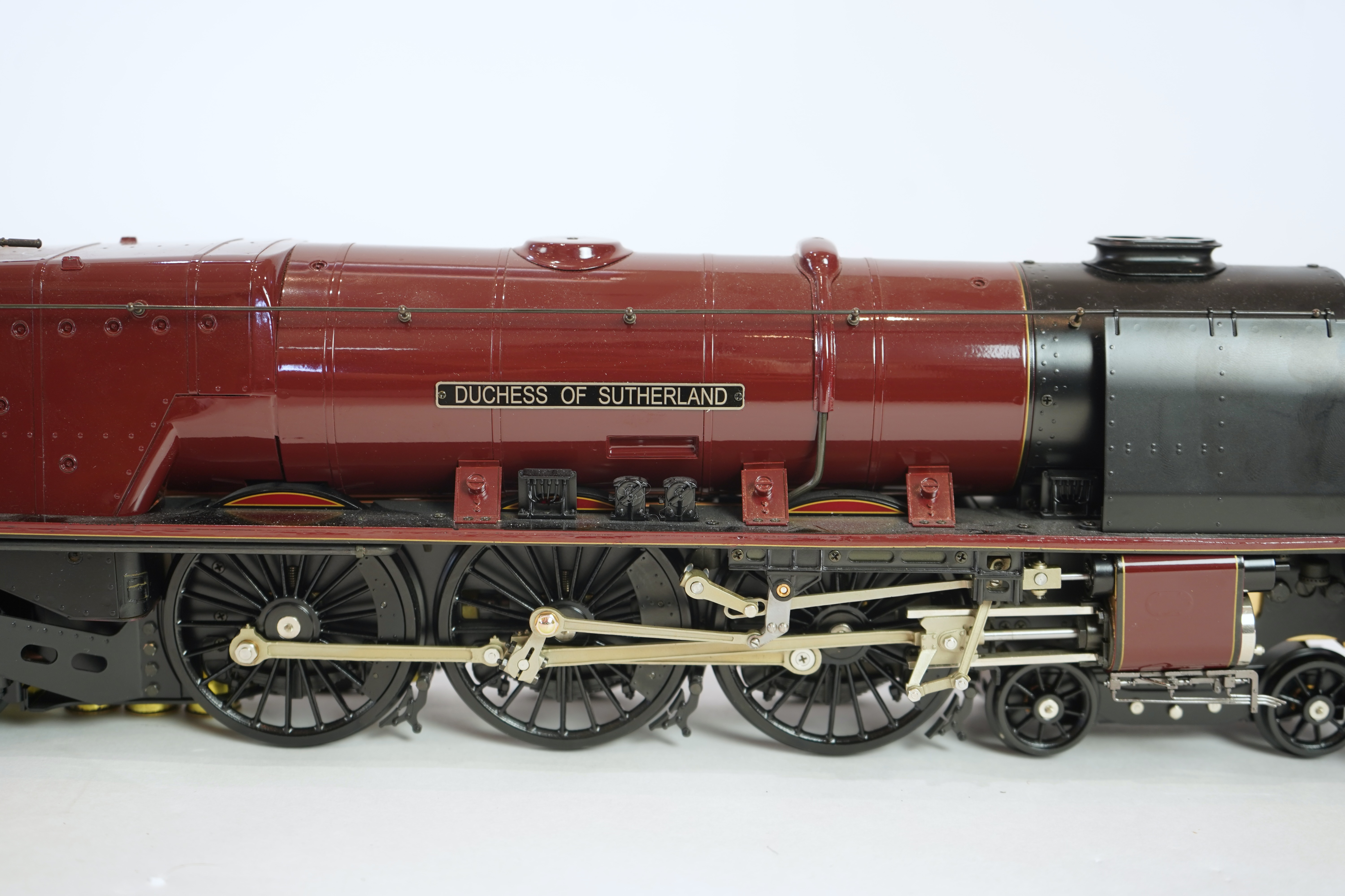 A Gauge One Aster Hobbies live steam LMS Coronation Class, 4-6-2 tender locomotive, Duchess of Sutherland 6233, the factory ‘Built Up’ version, spirit fired working four cylinder motion, with assembly instructions, opera